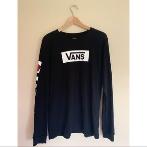 Black vans shirt with roses on arms